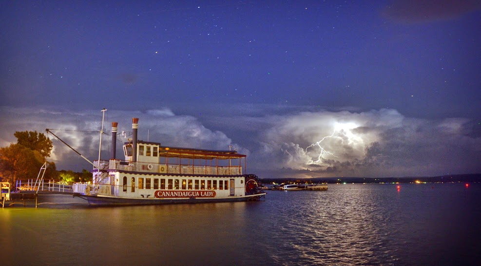 Canandaigua Lady with lightning in background