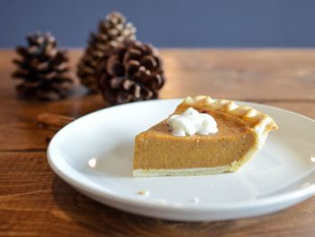 pumpkin pie at thanksgiving dinner